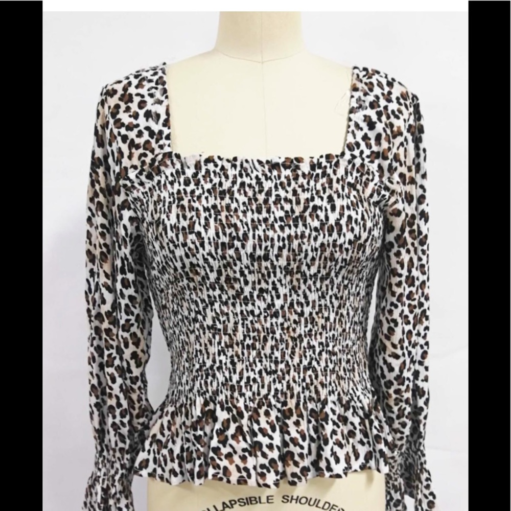 Animal print square neck top
